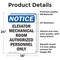 Signmission Elevator Mechanical Room Authorized OSHA Notice Sign, Vinyl Decal, 18in W x 24in L, 2PK OS-2PACK-NS-D-1824-V-11734 - alternate 3